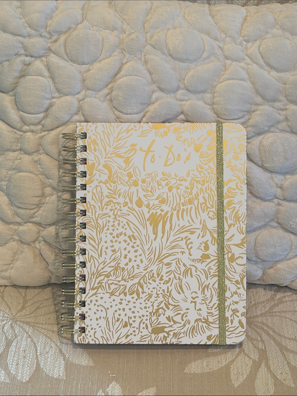 Lilly Pulitzer Gold & White Spiral To-Do Notebook - Home Office